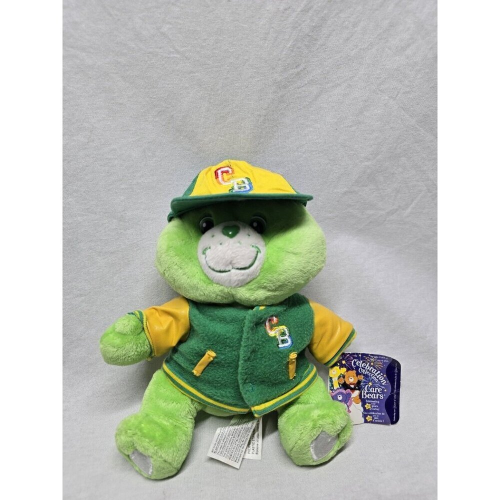2005 CARE BEARS CELEBRATION COLLECTION GOOD LUCK BEAR W/ BASEBALL CAP & JACKET